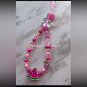 Handmade Unique Customized Colorful Beaded Phone Charm with Heart Accent